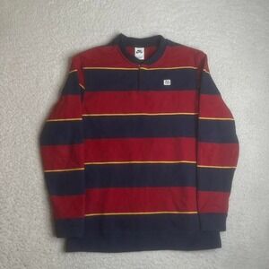 Nike sb men's blue red stripe novelty crew neck pullover rugby M